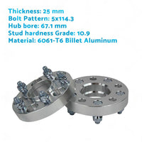 2PCS 25mm Wheel Spacers 5x114. 3 12x1. 25 25mm CB=67. 1mm Fits For Nissan R32 R33