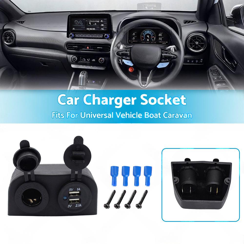 12V Dual USB Port Charger Socket Mount Panel Adapter Fits For Car Boat Caravan