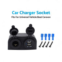 12V Dual USB Port Charger Socket Mount Panel Adapter Fits For Car Boat Caravan