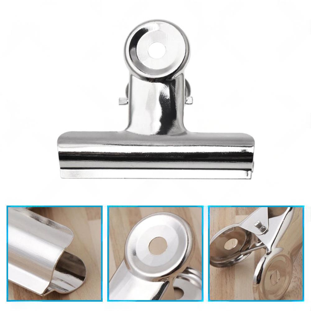 6/12PCS Stainless Steel Bulldog Paper Clip Metal Office Binder Grip Clamp 75mm