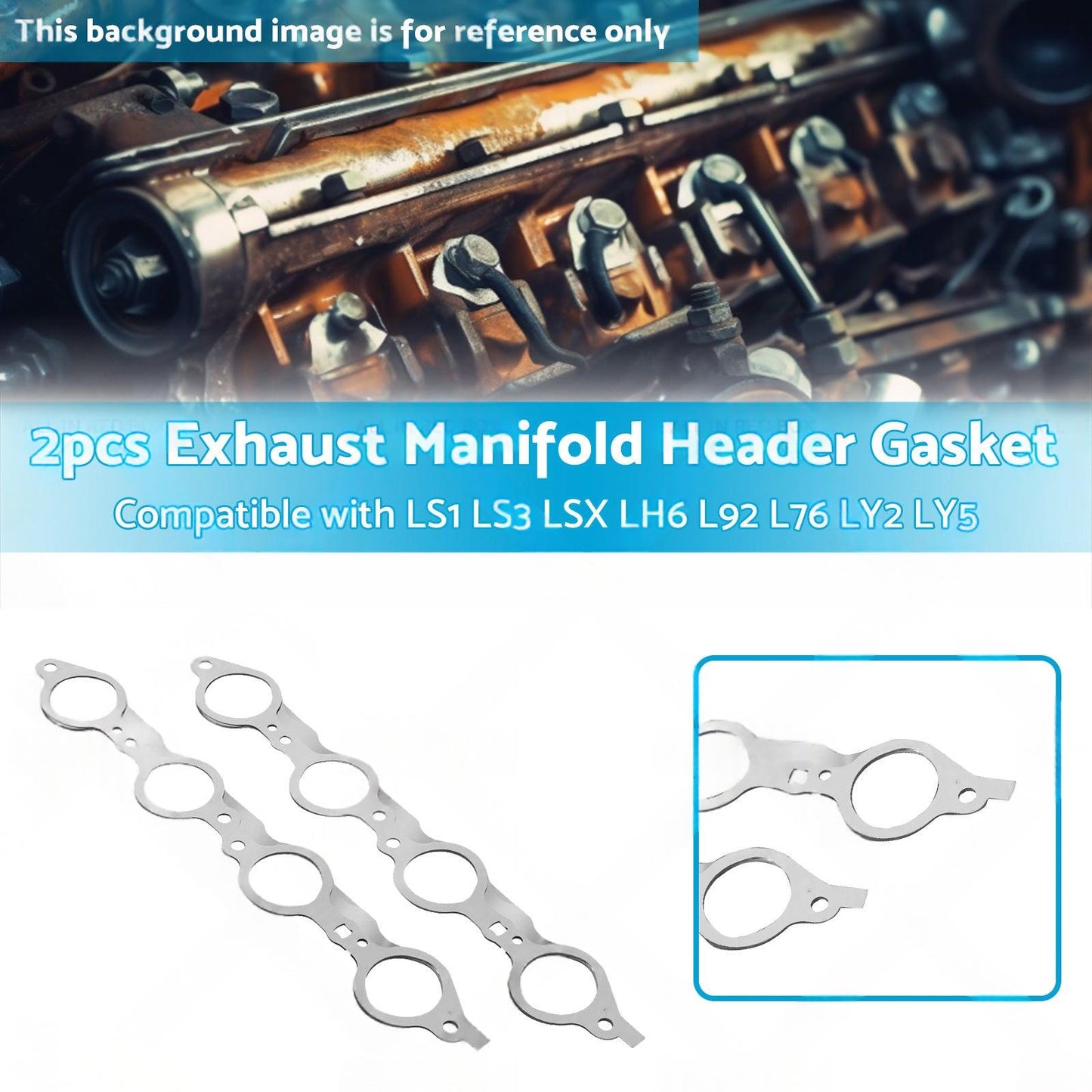 2PCS Exhaust Manifold Gasket Multi-Layer Steel Header Suitable For LS1 LS3 LSX
