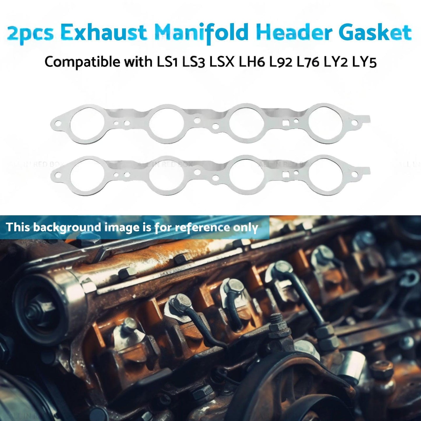2PCS Exhaust Manifold Gasket Multi-Layer Steel Header Suitable For LS1 LS3 LSX