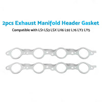 2PCS Exhaust Manifold Gasket Multi-Layer Steel Header Suitable For LS1 LS3 LSX
