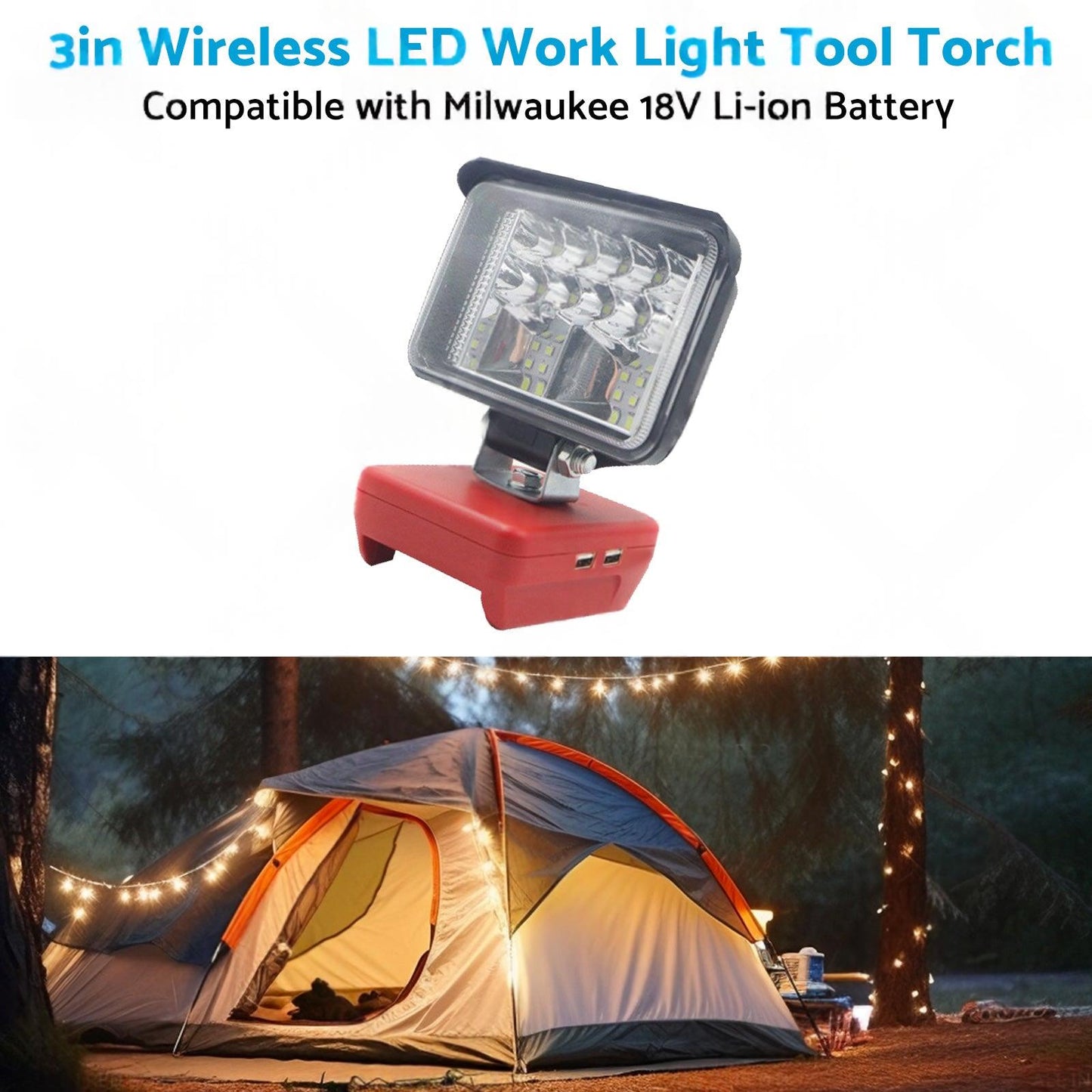 3in Wireless LED Work Light Torch Suitable For Milwaukee 18V Li-ion Battery