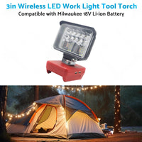 3in Wireless LED Work Light Torch Suitable For Milwaukee 18V Li-ion Battery