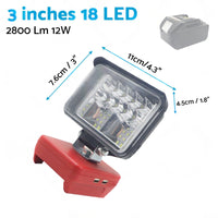 3in Wireless LED Work Light Torch Suitable For Milwaukee 18V Li-ion Battery