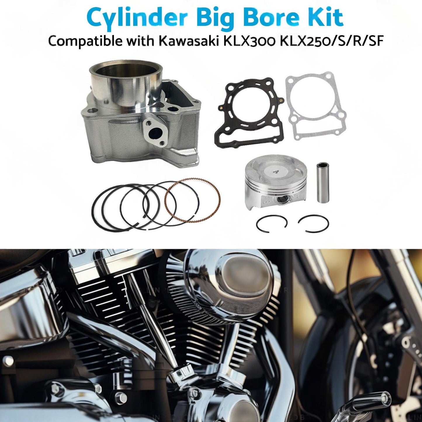 78mm Cylinder Big Bore Kit Suitable For Kawasaki KLX300 / KLX250 S / R / SF 1993-2014