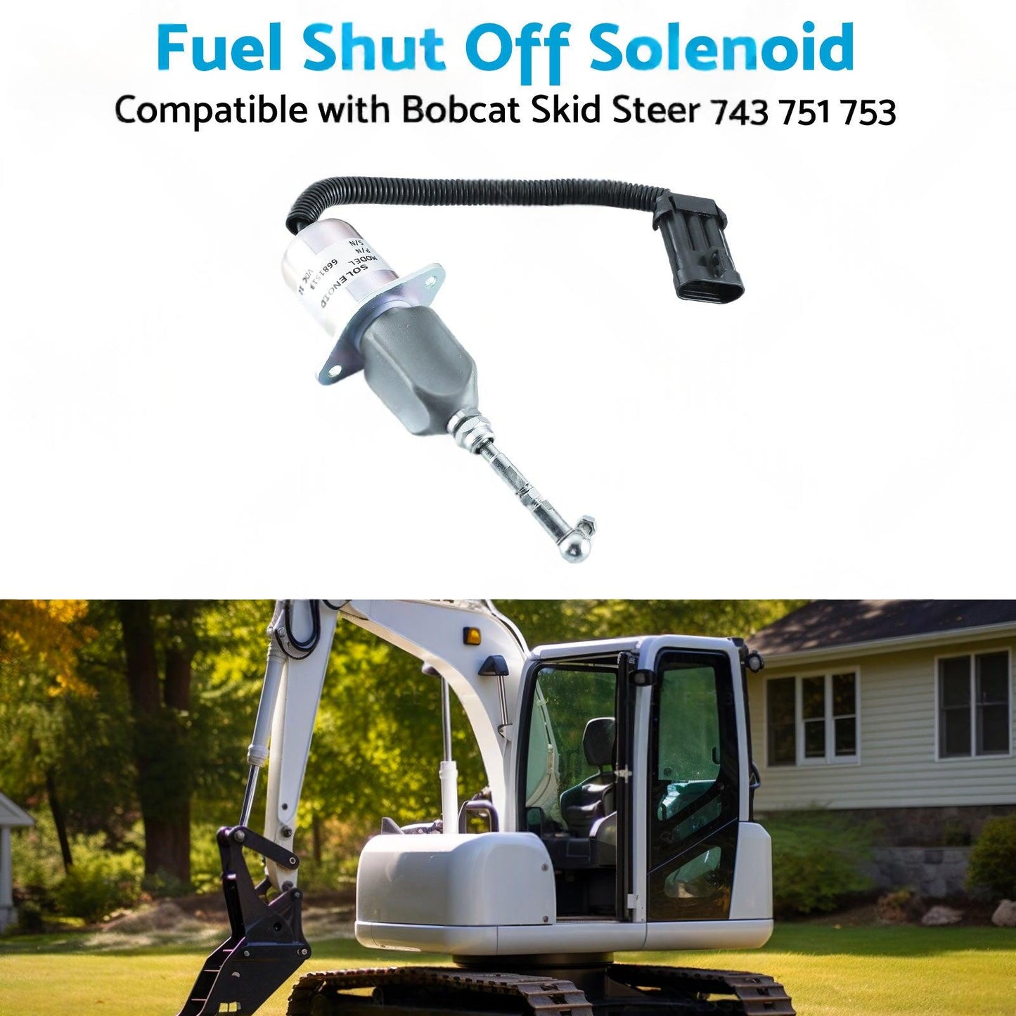 Fuel Shut Off Solenoid Kit Suitable For Bobcat Skid Steer 743 / 751 / 753 / T190 / S185