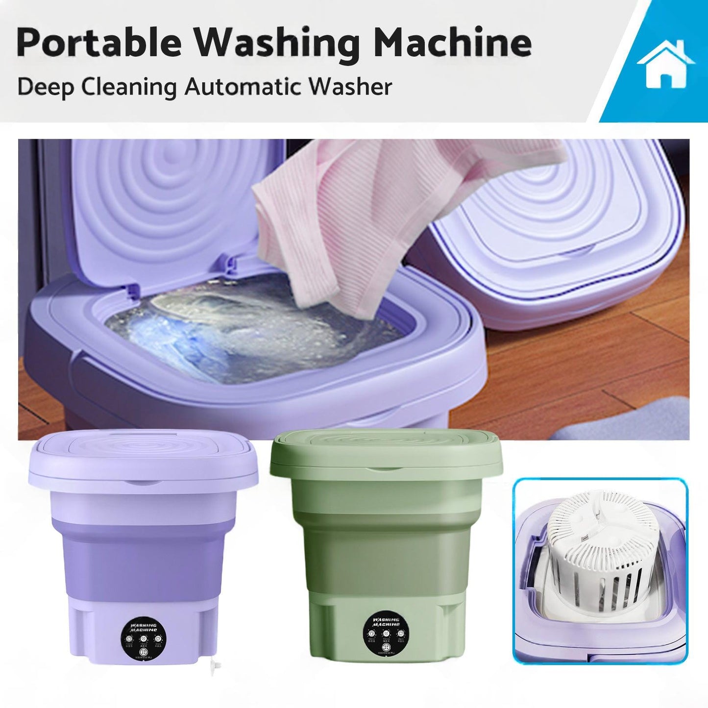 8L Foldable Portable Washing Machine with 3 Modes Deep Cleaning Automatic Washer 240V