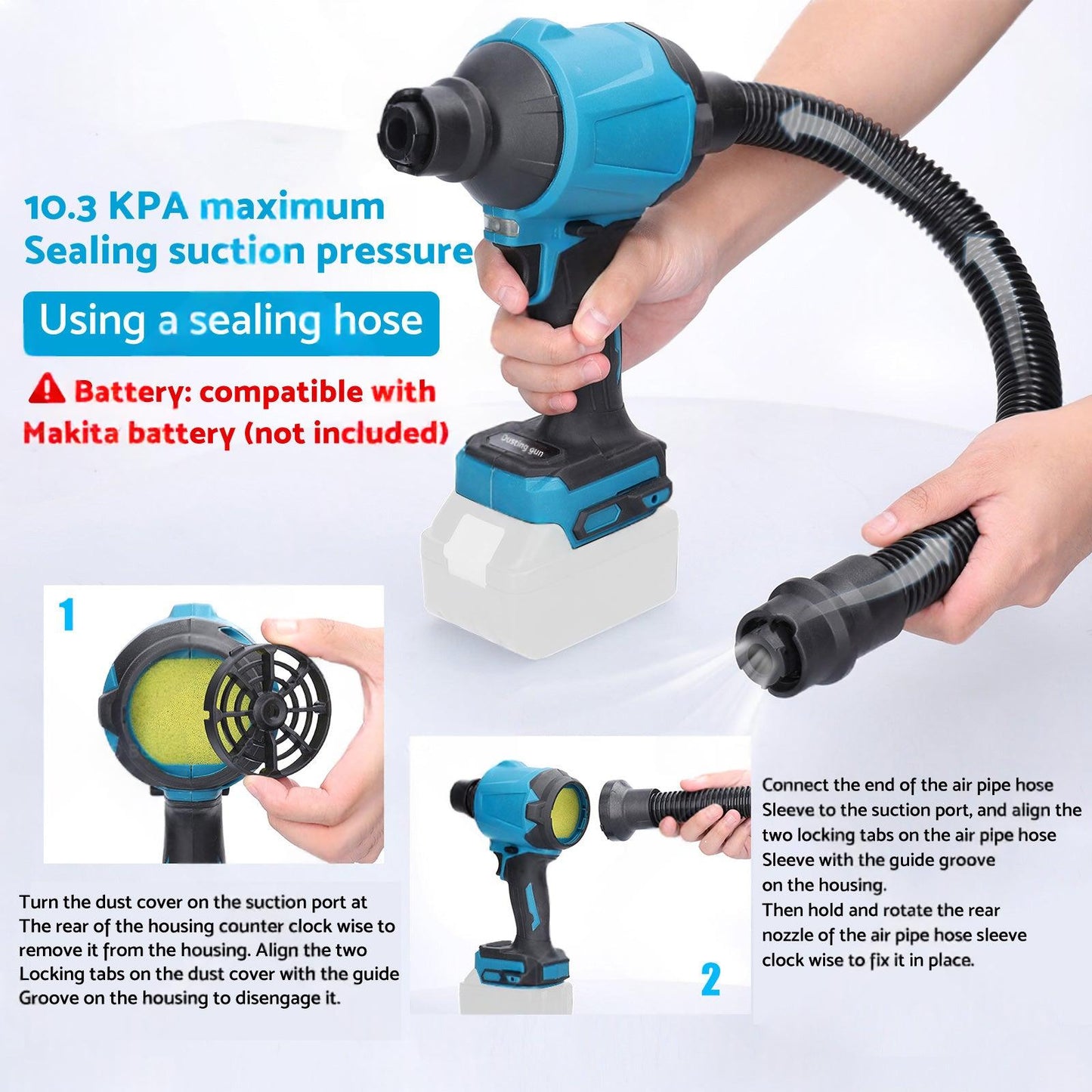For Makita 18V Battery Cordless Air Duster Dust Blower Inflator Vacuum Cleaner