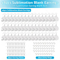 48PCS Sublimation Helmet Earring Blank MDF Double-Sided w  Hook and Jump Ring