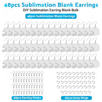 48PCS Sublimation Helmet Earring Blank MDF Double-Sided w  Hook and Jump Ring
