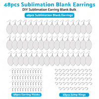 48PCS Sublimation Blank MDF Rugby Earring Double-Sided w  Hook and Jump Ring DIY
