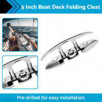 Boat Deck Foldable Cleat Portable 5 Inch Detachable Pre-drilled Cleats Part