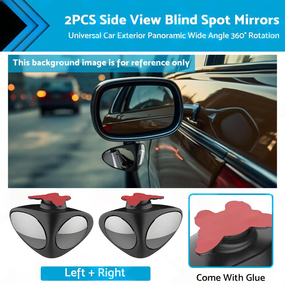 2PCS Car Exterior Panoramic Door Side Rear View Mirror Blind Spot Wide Angle 360