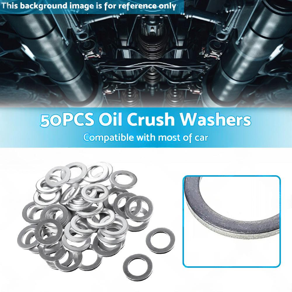50PCS Car Engine Oil Crush Washers Drain Plug Gaskets ID 14mm , OD 22mm Aluminum