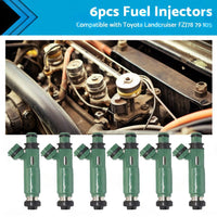 6PCS Fuel injector Suitable for Toyota Land cruiser FZJ78 79 80 105 4. 5L 1FZ-FE