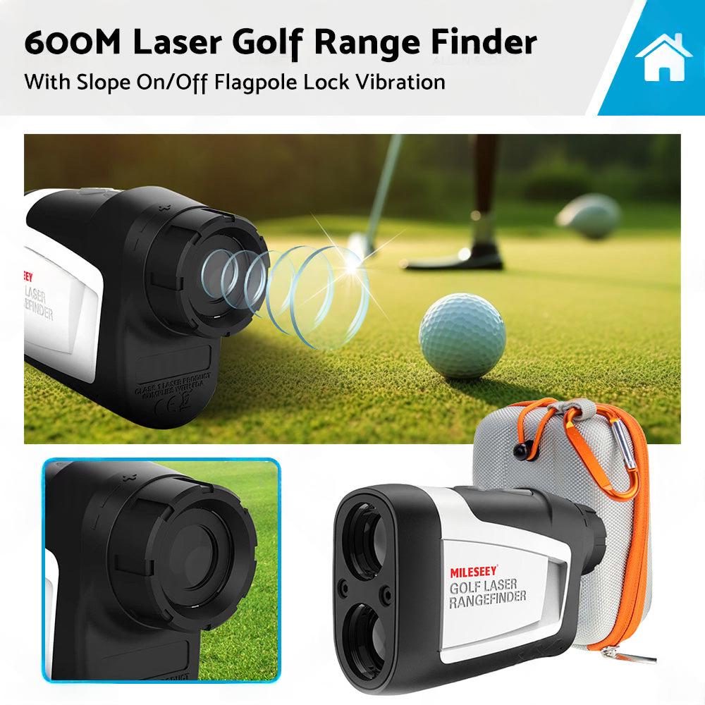 Mileseey 600M Golf Laser Range Finder with Slope On Off Flagpole Lock Vibration
