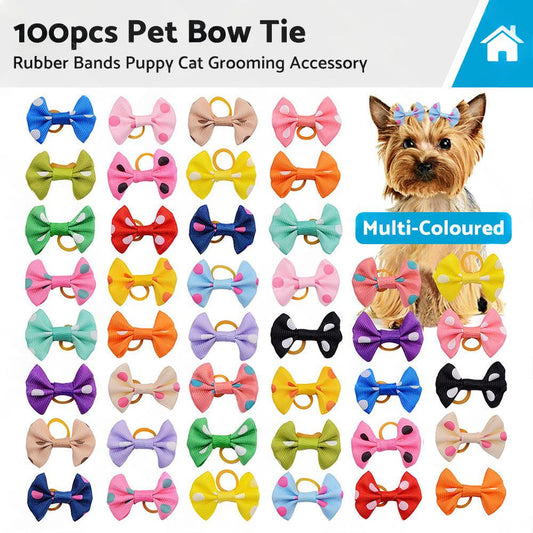 Pet Hair Bows Rubber Bands Suitable for Dog Cat Grooming Accessory
