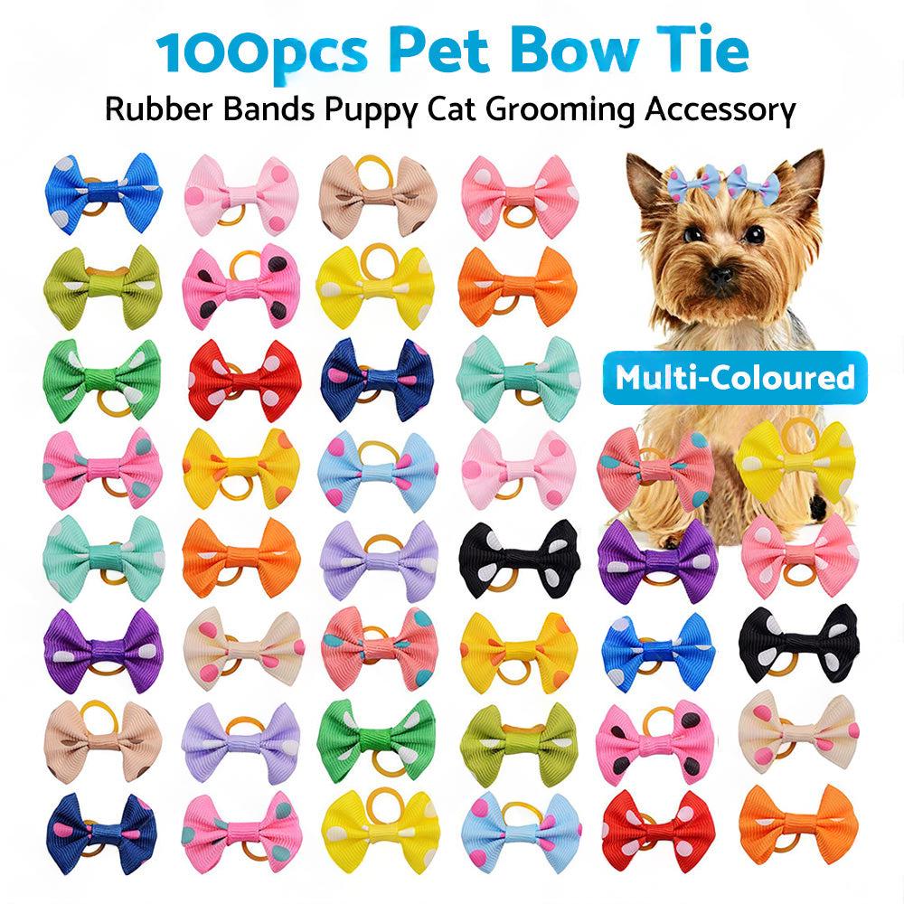 Up To 100PCS Pet Small Dog Hair Bows Rubber Bands Puppy Cat Grooming Accessory
