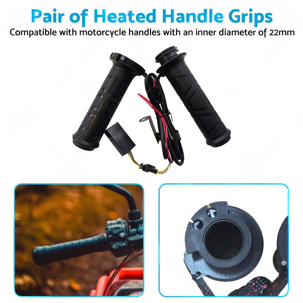 12v Motorcycle Heated Hand Rubber Grips 22mm 7 8'' Handlebar Grip Adjustable Hot