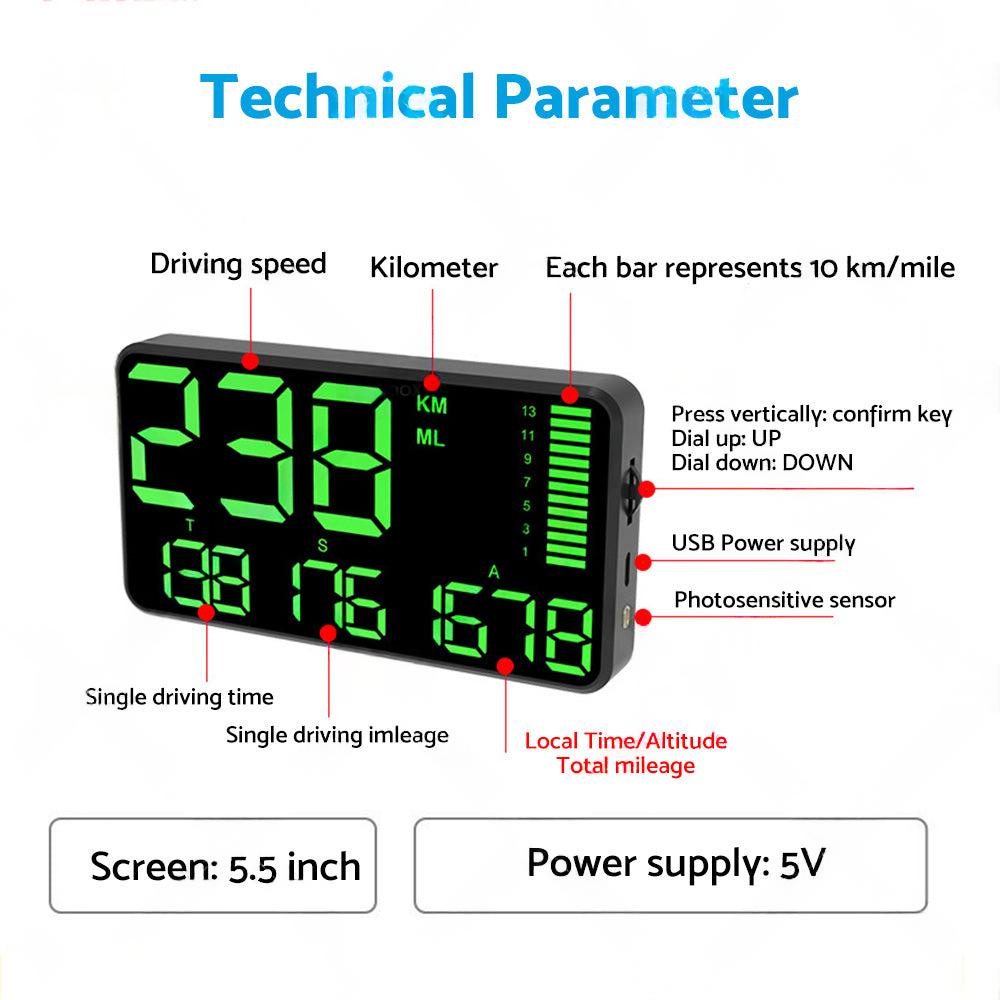5.5'' Speedometer Odometer Display MPH KMH With Over Speeding Alarm Suitable For Universal Vehicles