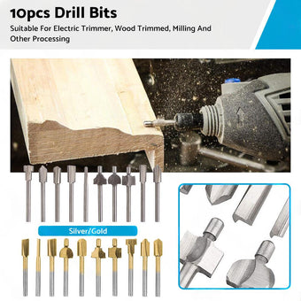 compare product Set of 10 3mm Titanium Mini Hss Router Bit Trimmer Shank Electric Trimmer Tool