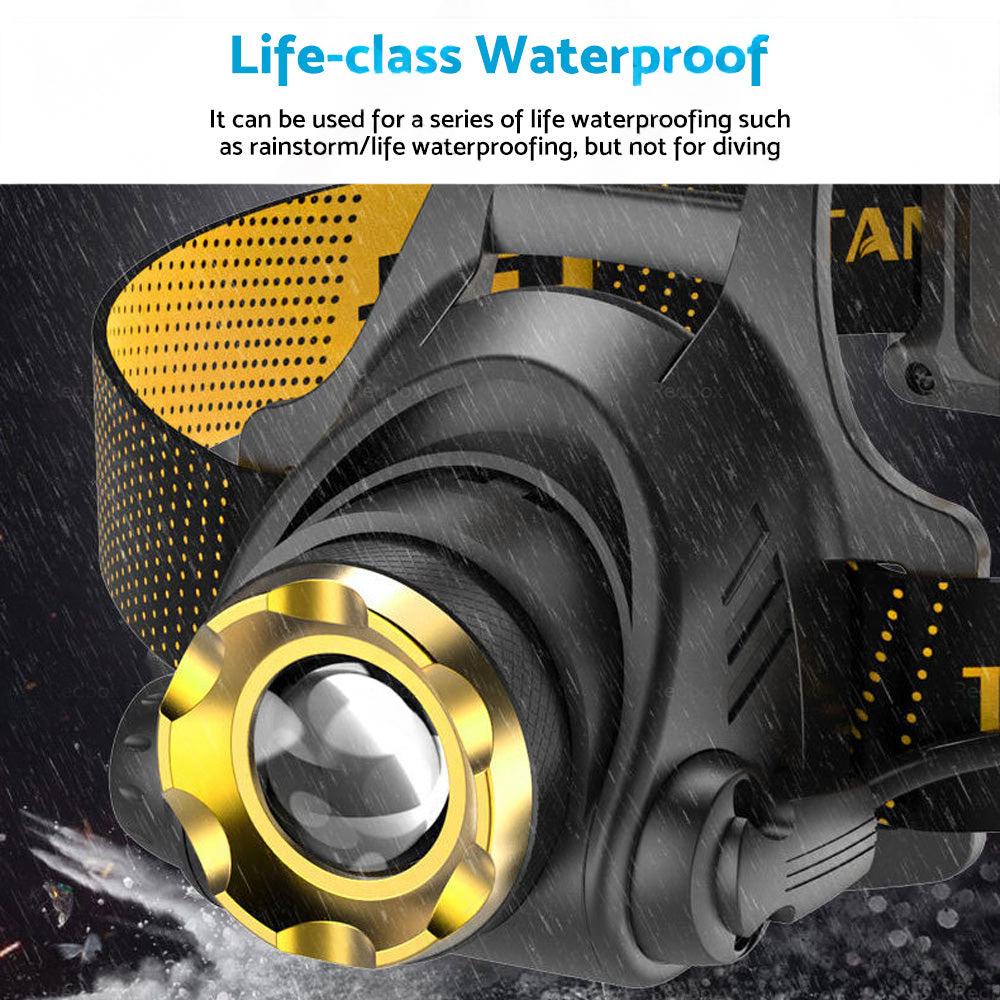 USB-Rechargeable LED Headlamp Flashlight Torch Suitable For Outdoor and Camping, 12,000,000lm