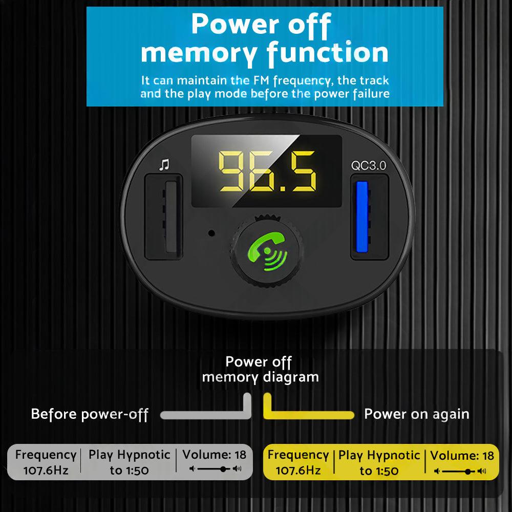 Bluetooth-5. 0 Radio Car Kit Wireless FM Transmitter Dual USB Charger MP3 Player