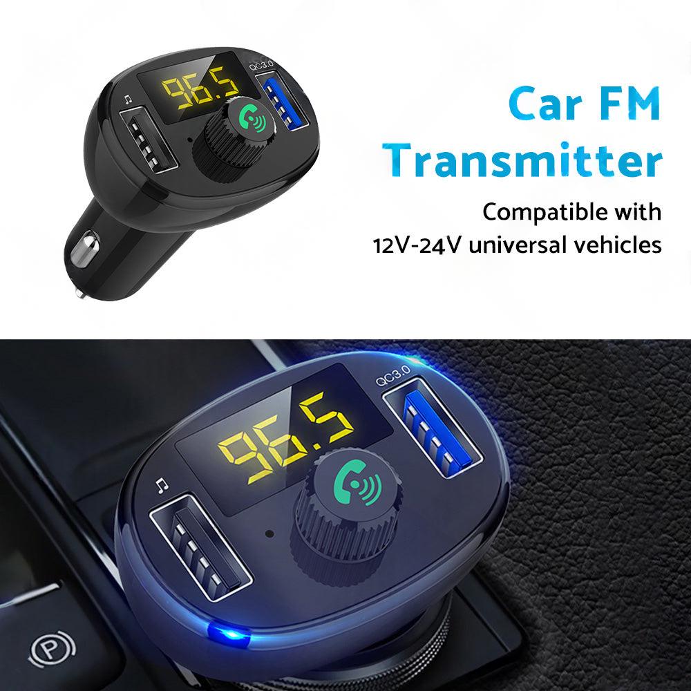 Bluetooth-5. 0 Radio Car Kit Wireless FM Transmitter Dual USB Charger MP3 Player