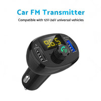 Bluetooth-5. 0 Radio Car Kit Wireless FM Transmitter Dual USB Charger MP3 Player