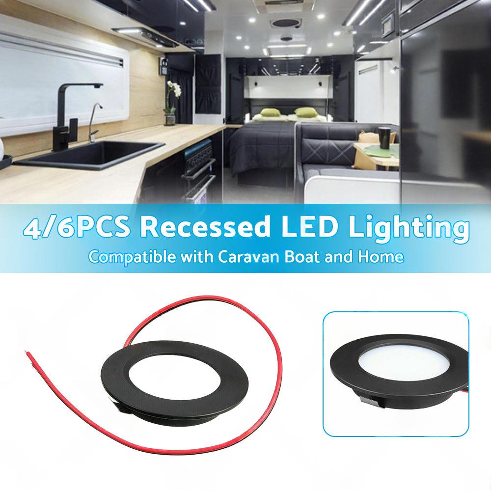 4/6x 12V Dimmable Spot Lights Suitable For Caravan & Boat Black Downlight Warm White AU
