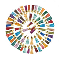 250PCS Keychain Ring Tassels Bulk Colored Leather Tassel Pendants Jewelry DIY