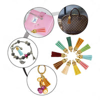 250PCS Keychain Ring Tassels Bulk Colored Leather Tassel Pendants Jewelry DIY