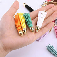250PCS Keychain Ring Tassels Bulk Colored Leather Tassel Pendants Jewelry DIY