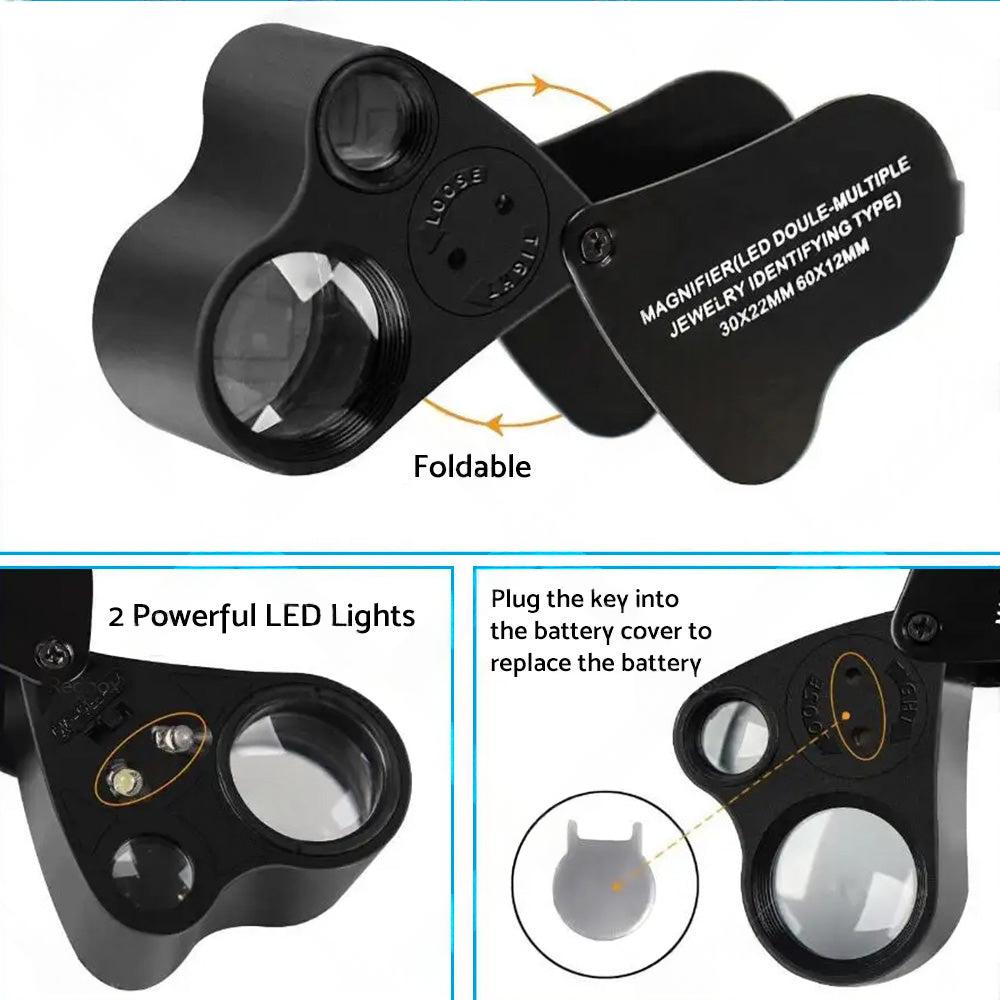 60x30mm Pocket Jeweller?¡¥s Eye Loupe Magnifier With LED Light Suitable For Jewelry