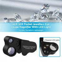 60x30mm Pocket Jeweller?¡¥s Eye Loupe Magnifier With LED Light Suitable For Jewelry
