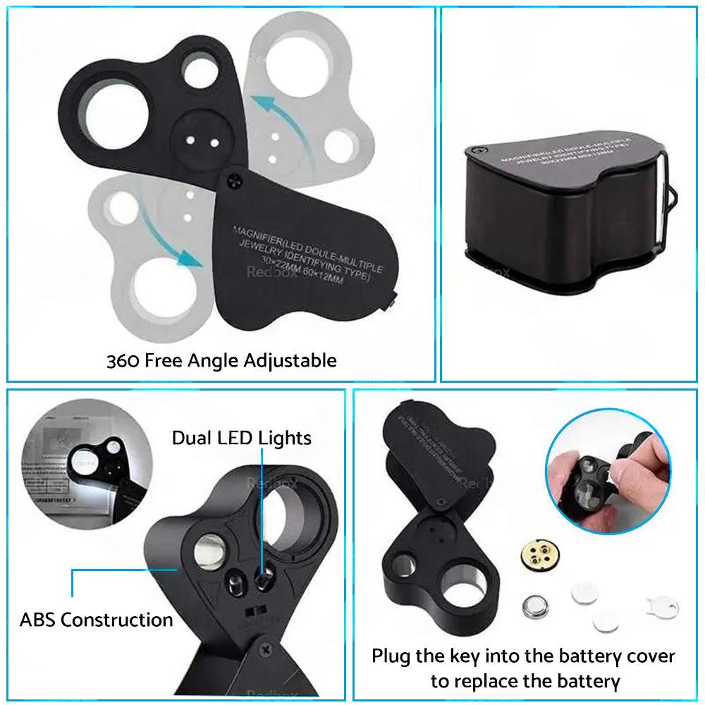 60x30mm Pocket Jeweller?¡¥s Eye Loupe Magnifier With LED Light Suitable For Jewelry