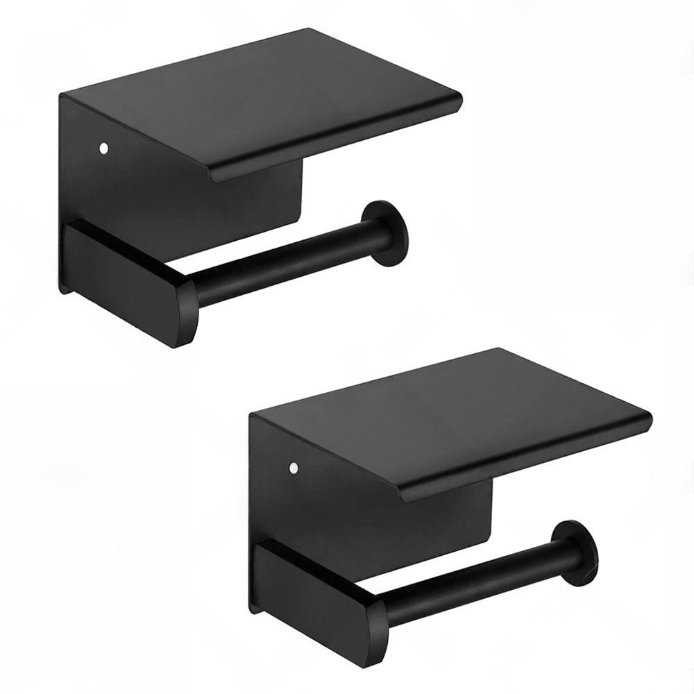 2x Stainless Steel Toilet Paper Roll Holder With Storage Hook & Phone Shelf for Bathroom