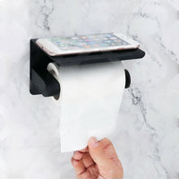 2x Stainless Steel Toilet Paper Roll Holder With Storage Hook & Phone Shelf for Bathroom