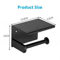 2x Stainless Steel Toilet Paper Roll Holder With Storage Hook & Phone Shelf for Bathroom