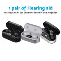 1 pair of digital rechargeable hearing aids, voice amplifier – Silver + Black, in-ear sound amplifiers