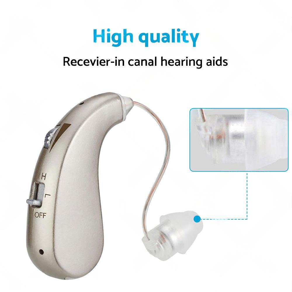 Rechargeable Digital Hearing Aid Severe Loss BTE Ear Aid HIGH-POWER Tool Kit