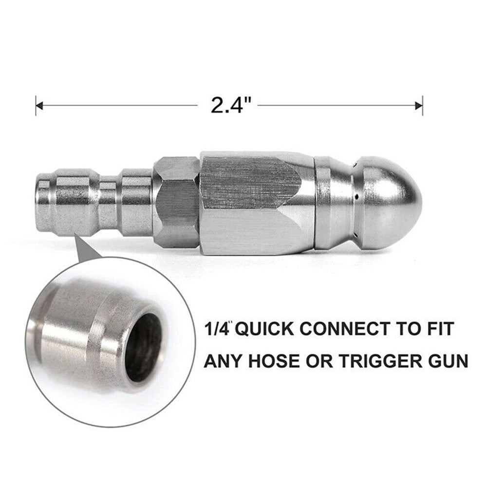 Stainless Steel Sewer Jetter Nozzle For Pressure Washer Suitable For 1in or 4in Drain Connection