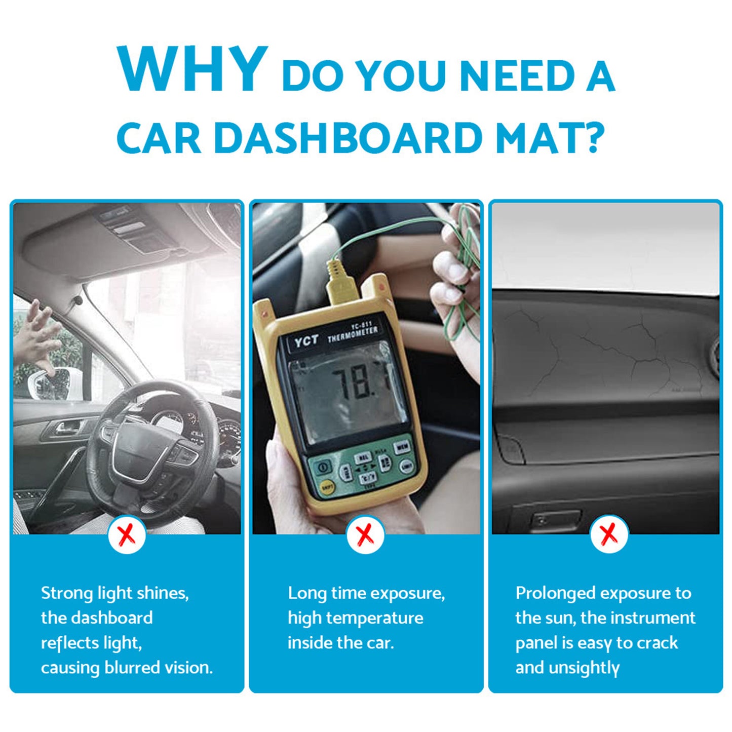 {{ Non-Slip Dash Mat Dashboard Cover Suitable For BMW 1 Series F20 12-17 Black Blue }} - Buy Car Parts Online at {{ Kaka Auto Parts }}.