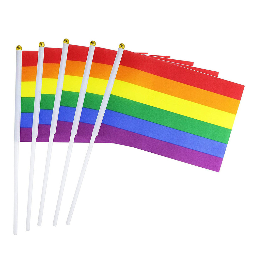 100x Small Rainbow Pride Flags Suitable For Gay, Lesbian & LGBT ¡§C 14x21cm Mini Hand Waving Flags