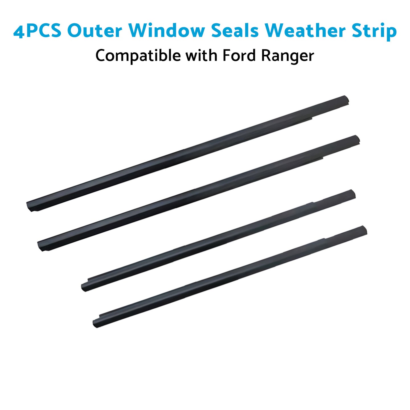 {{ 4x Outer Door Window Rubber Seals Suitable for 12-21 Ford Ranger PX XLT }} - Buy Car Parts Online at {{ Kaka Auto Parts }}.