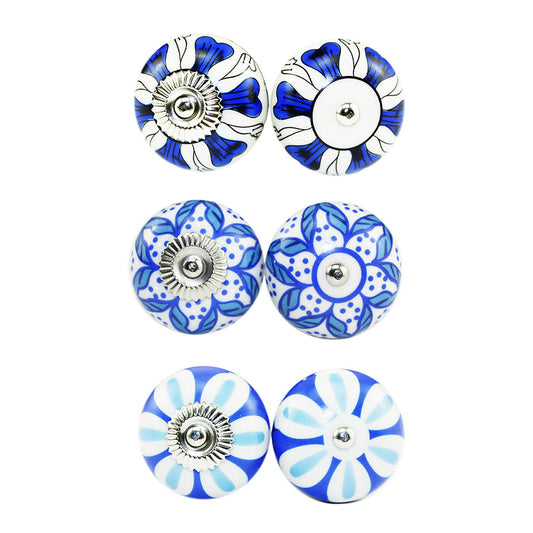 6 Pcs Cupboard Door Knobs Handles Drawer Pull Vintage Ceramic Knob Shabby Chic