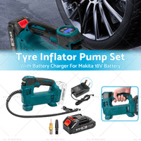 {{ Cordless Portable Tyre Inflator Pump w/ Battery Charger For Makita 18V Battery }} - Buy Car Parts Online at {{ Kaka Auto Parts }}.