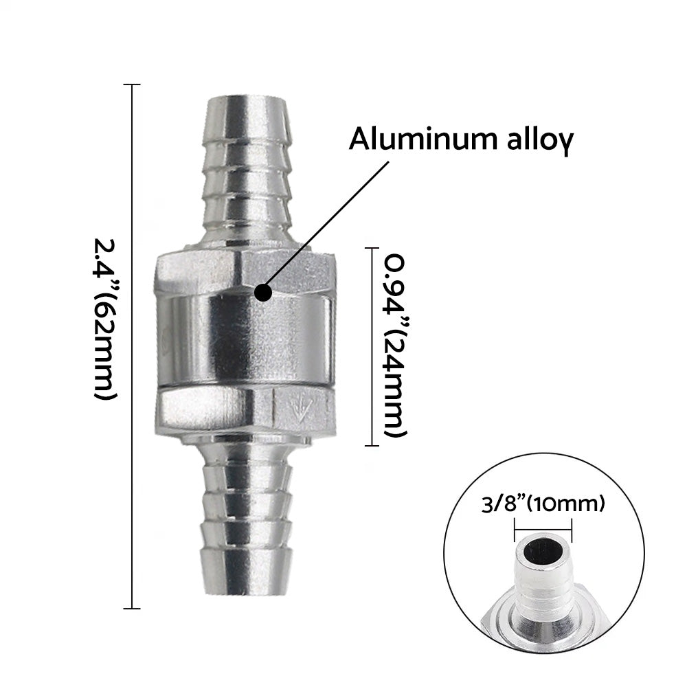 2x 3/8inch (10mm) Inline Check Valve Fuel Petrol Diesel Gas Liquid One Way Non-Return